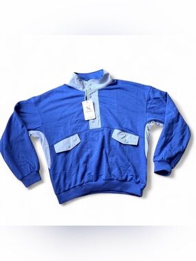 Men's Royal Blue Crewneck Pullover with Light Blue Trim